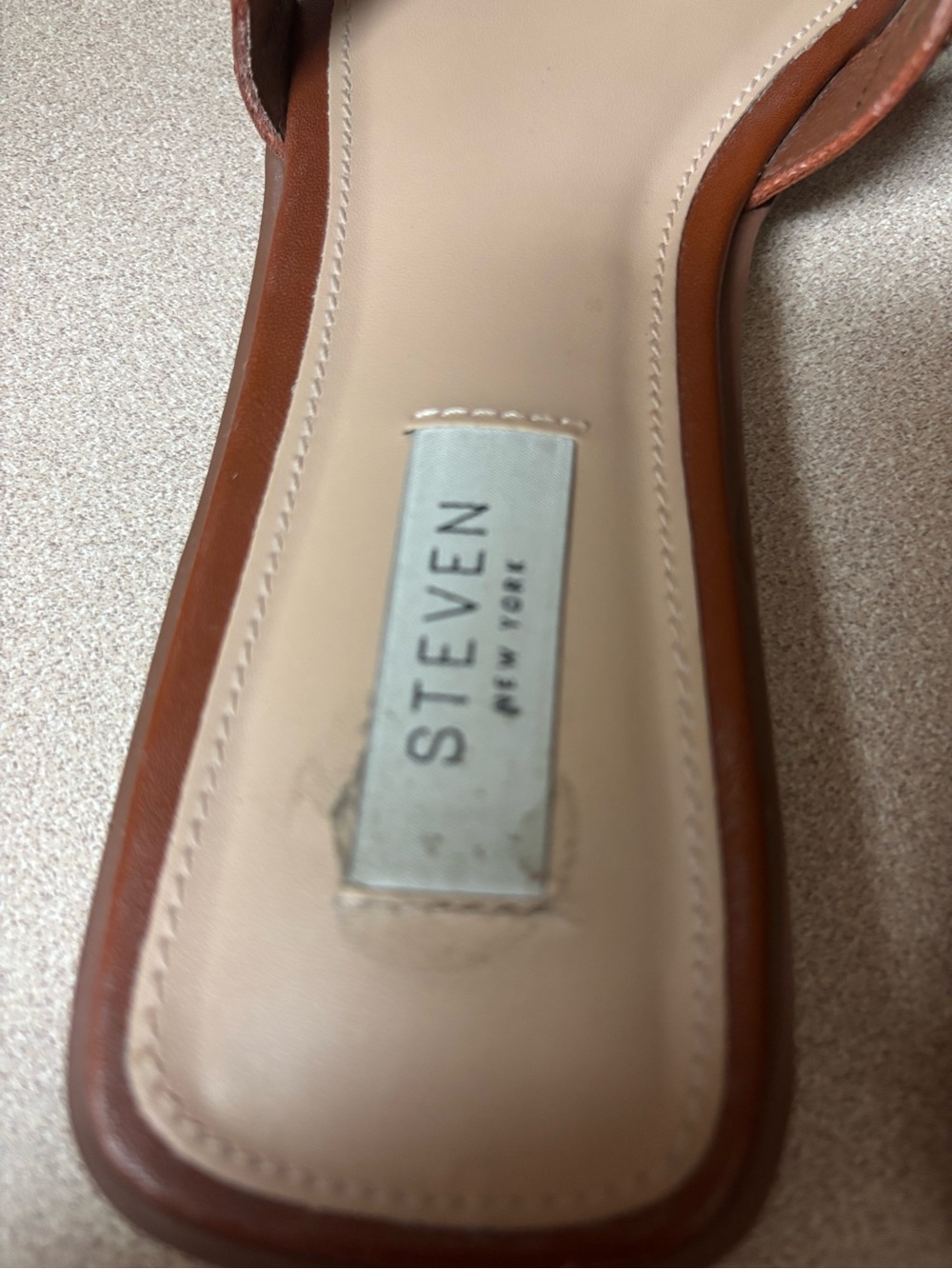 Steve Madden Cognac Leather Slide Mules - Picture 7 of 8